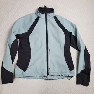 REI Women Softshell Full Zip Thermo LT Jacket 1 Front Pocket Baby Blue & Grey S